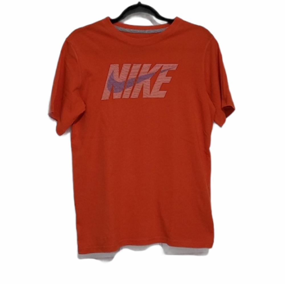 Nike Orange Crew Neck Logo 100% Cotton Tee